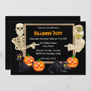 Invitation du Halloween Mummy Skeleton Party