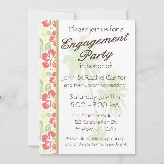 Invitation du Hawaiian Luau Engagement Party (Devant)