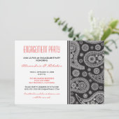 Invitation du Henna Paisley Engagement Party (noir (Debout devant)