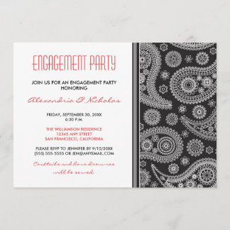 Invitation du Henna Paisley Engagement Party (noir