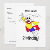 Invitation du héros du lapin d'anniversaire (Devant / Derrière)