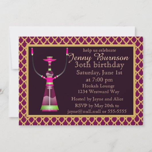Invitation du Hookah Party des nuits arabes (Devant)
