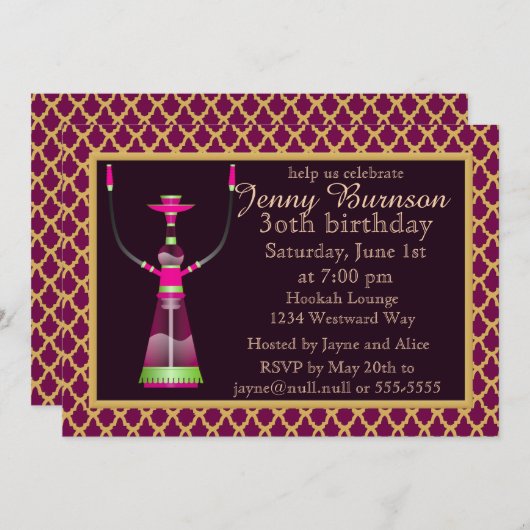 Invitation du Hookah Party des nuits arabes (Devant / Derrière)