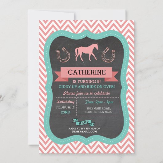 Invitation du Horse Riding Party Chevron Pony Invi (Devant)