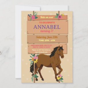 Invitation du Horse Riding Party Pony Floral Invit