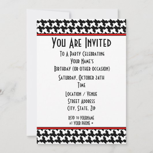 Invitation du Houndstooth Party (Devant)