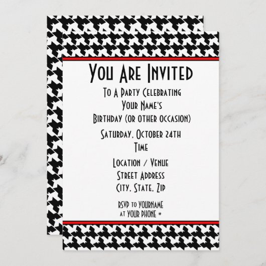 Invitation du Houndstooth Party (Devant / Derrière)