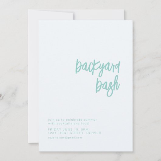 Invitation du jardin Bash House (Devant)