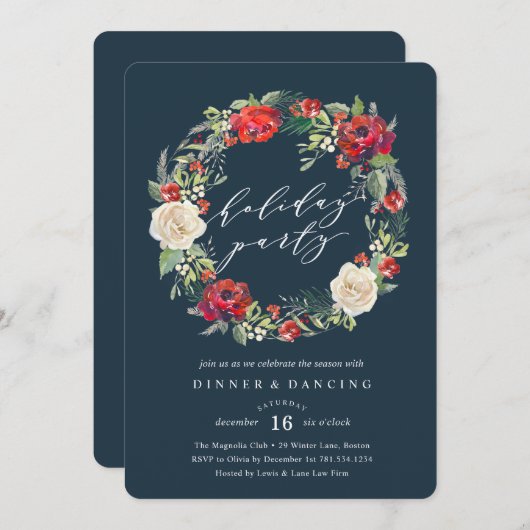 Invitation du Jardin de vacances Wreath Party (Devant / Derrière)