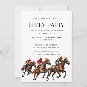 Invitation du Jockey Derby Party de la course de c
