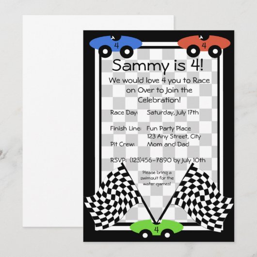 Invitation du jour de la course (Devant / Derrière)