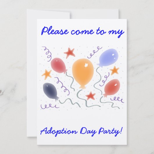 Invitation du Jour de l'adoption des ballons (Devant)
