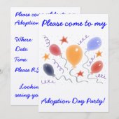 Invitation du Jour de l'adoption des ballons (Devant / Derrière)