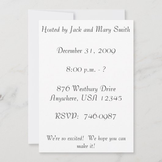 Invitation du Jour de l'An (Dos)