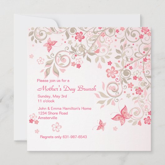 Invitation du jour de mère de pré de papillon (Devant)