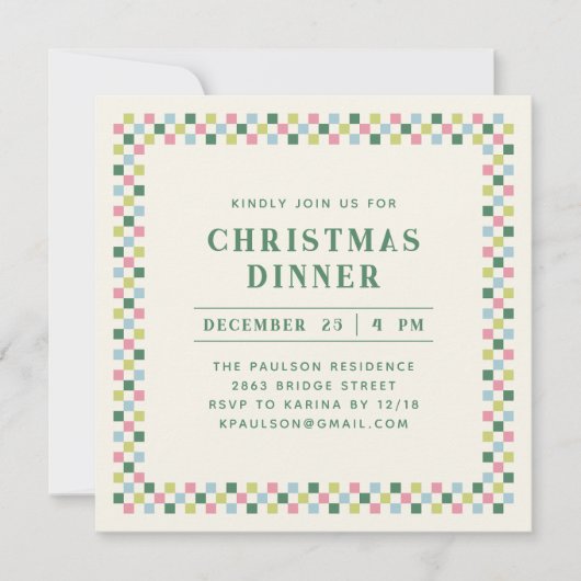Invitation du Jour de Noël - Vert (Devant)