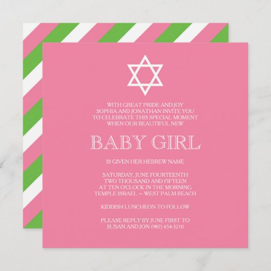 Invitation du jour de prénom - Moderne (Devant / Derrière)