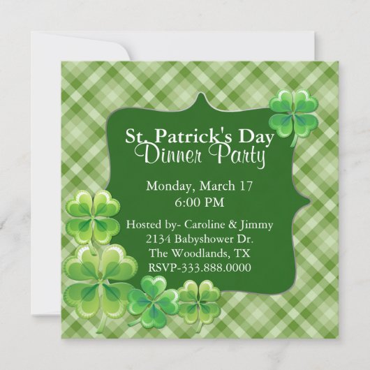 Invitation du jour de St Patrick de plaid et de (Devant)