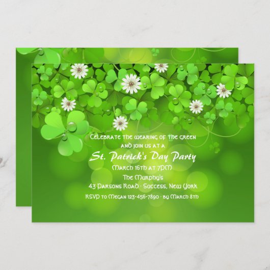 Invitation du jour de St Patrick de trèfle de (Devant / Derrière)