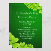 Invitation du jour de St Patrick vert de shamrocks (Devant / Derrière)