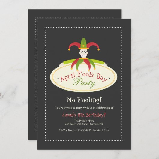 Invitation du jour d'imbécile d'avril (Devant / Derrière)