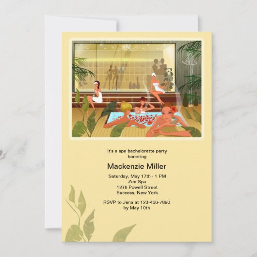 Invitation du jour Spa Bachelorette Party (Devant)