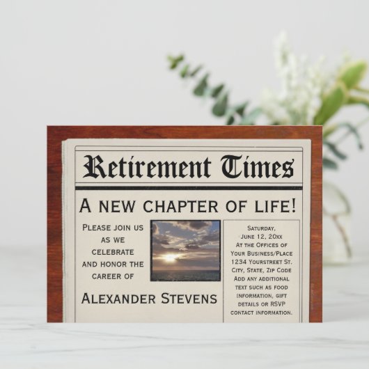 Invitation du journal de fête de retraite (Debout devant)