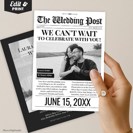 Invitation du journal mariage, mariage photo