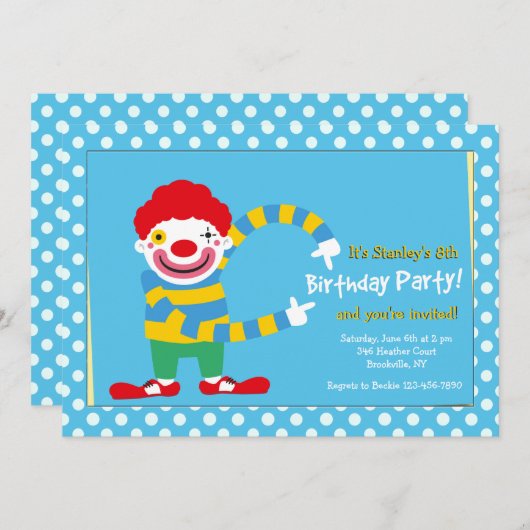 Invitation du joyeux clown deux (Devant / Derrière)