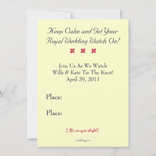 Invitation du KEEP CALM Royal Mariage Watch Party  (Dos)