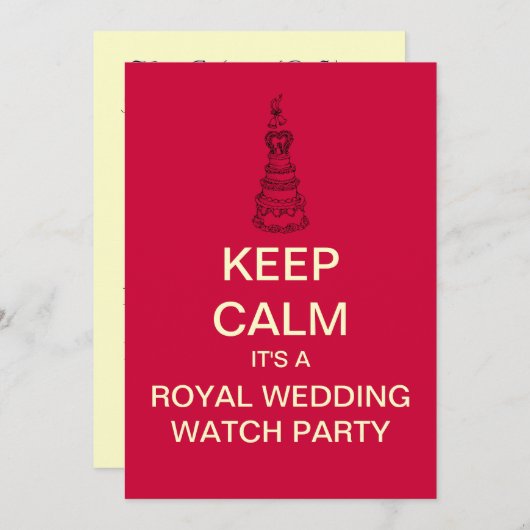 Invitation du KEEP CALM Royal Mariage Watch Party (Devant / Derrière)