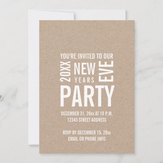 Invitation du Kraft Modern New Years Eve Party (Devant)