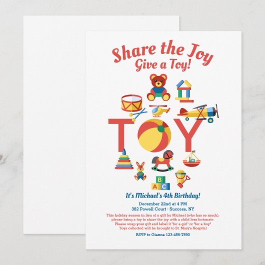 Invitation du lecteur de jouets (Devant / Derrière)