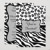 Invitation du léopard de Zèbre gris noir (Devant / Derrière)