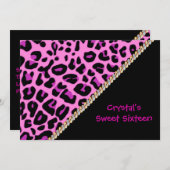 Invitation du léopard rose sweet sixteen (Devant / Derrière)