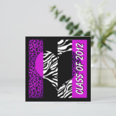 Invitation du Leopard Zebra Print Purple Graduatio (Debout devant)