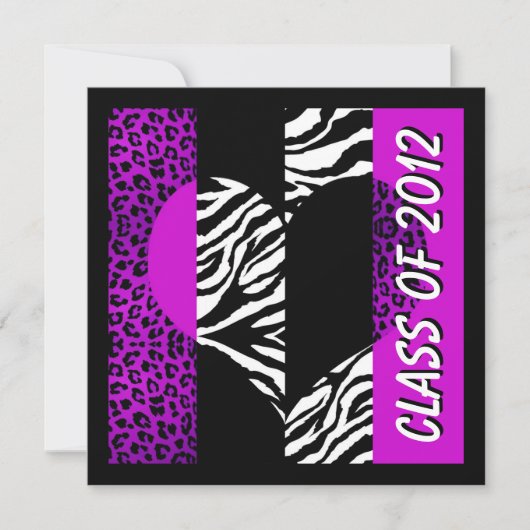 Invitation du Leopard Zebra Print Purple Graduatio (Devant)