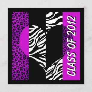 Invitation du Leopard Zebra Print Purple Graduatio