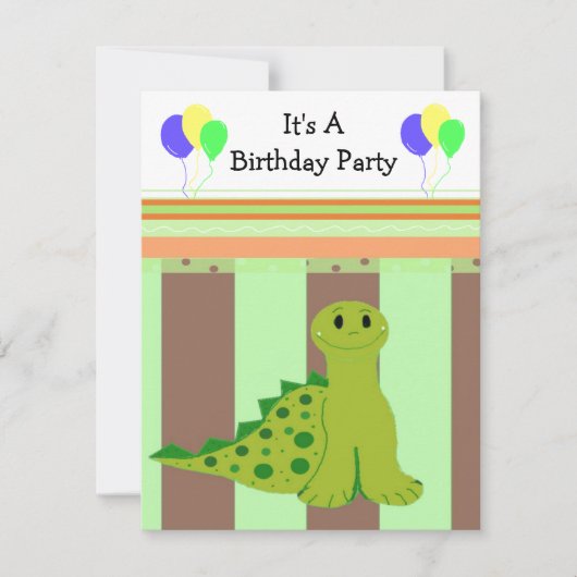 Invitation du Little Green Dinosaur Party (Devant)