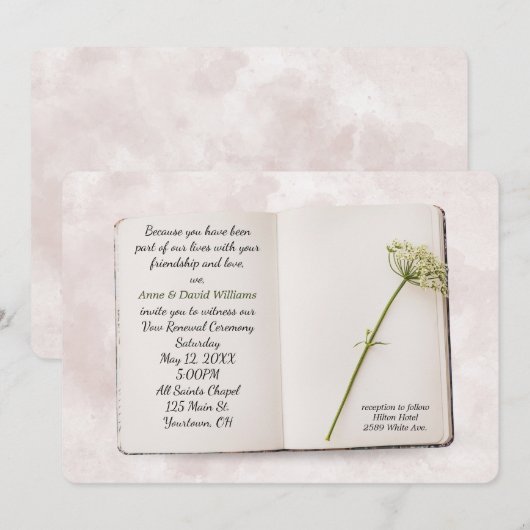 Invitation du livre de renouvellement Vow mariage (Devant / Derrière)