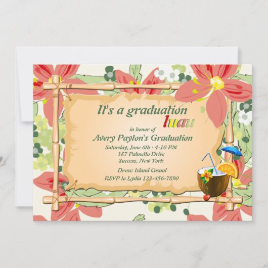 Invitation du Luau Graduation Party (Devant)