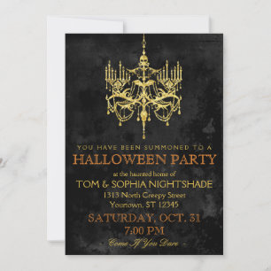 Invitation du lustre d'or d'Halloween