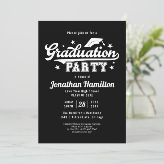 Invitation du Lycée Black Graduation Party (Debout devant)