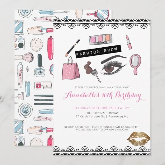 Invitation du Maquillage/Fashion Show Party (Devant / Derrière)
