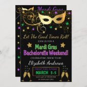 Invitation du Mardi Gras Bachelorette Party (Devant / Derrière)