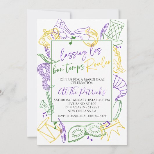 Invitation du Mardi Gras Party (Devant)