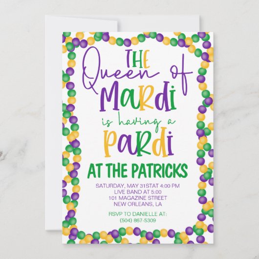 Invitation du Mardi Gras Party (Devant)