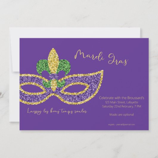 Invitation du Mardi Gras Party (Devant)