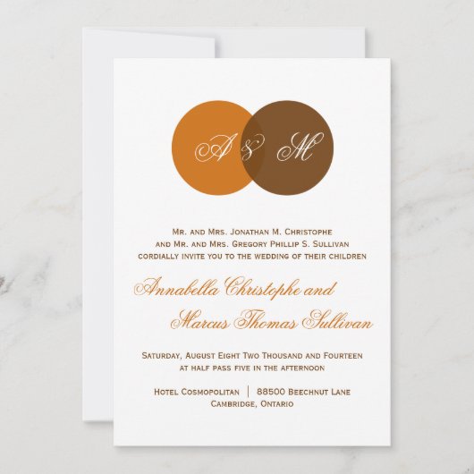Invitation du Mariage de automne  Cuivre Brown Twi (Devant)