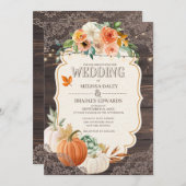 Invitation du Mariage de automne de dentelle de bo (Devant / Derrière)